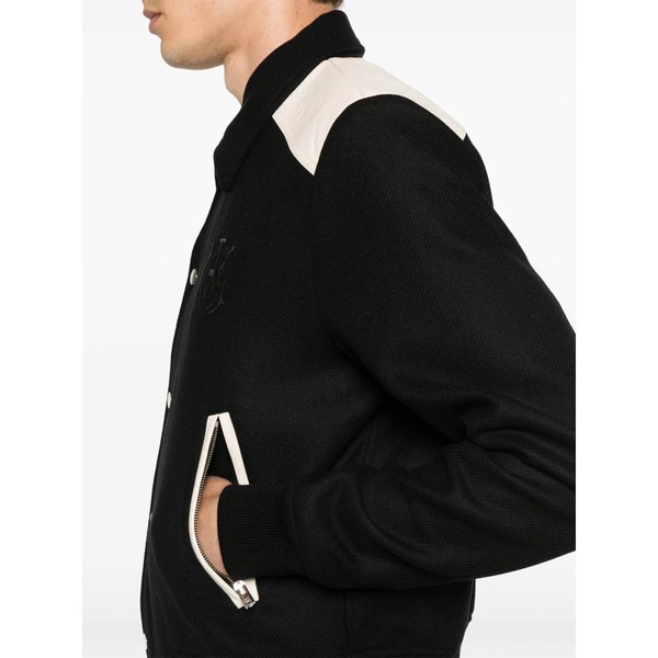 Black Wool Blend Leather Jacket