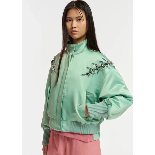 Satin Bomber Jacket with Strass