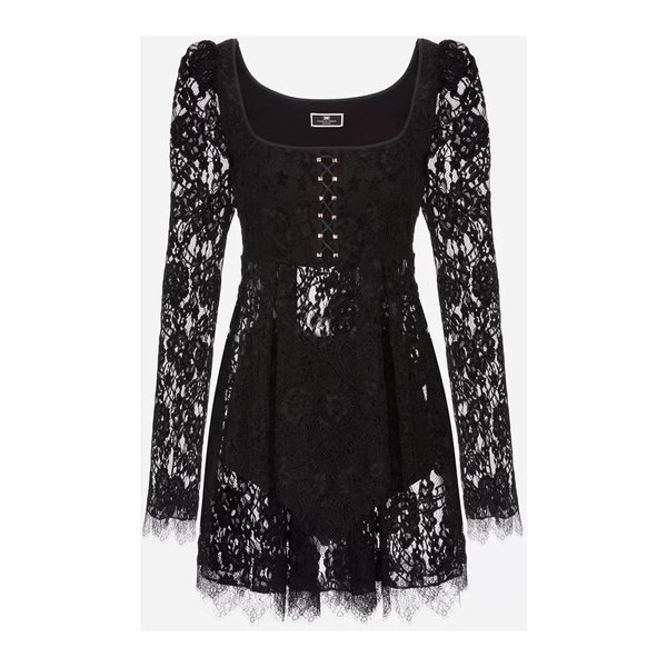 Lace Mini Dress with Long Sleeves