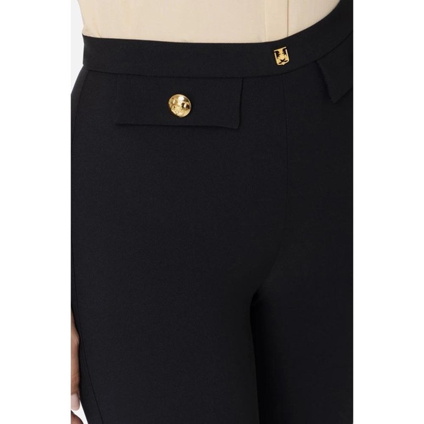 Black Straight Ankle Trousers with Logo Rivet