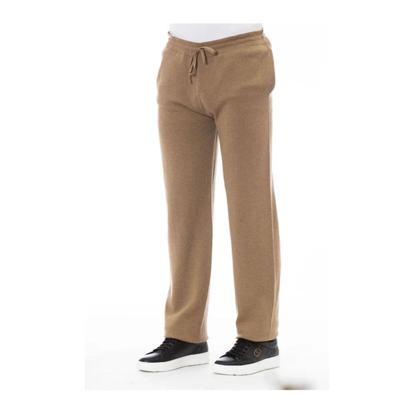 Beige Wool Drawstring Trousers