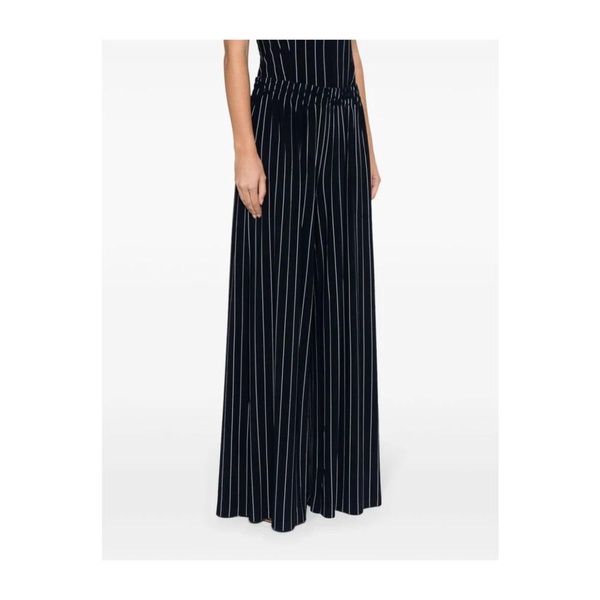 Blue Pinstripe Flared Trousers