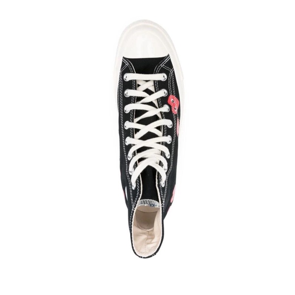 Black Canvas Heart Print Sneakers