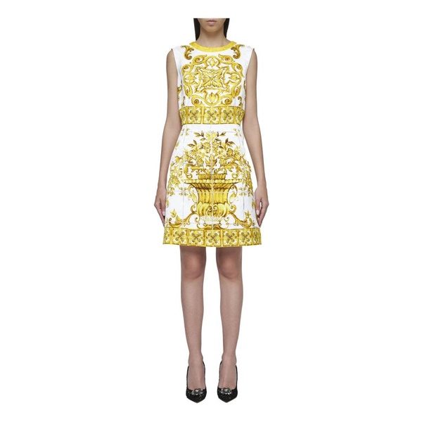 Dolce & Gabbana Short Sleeveless Dress With Majolica Print