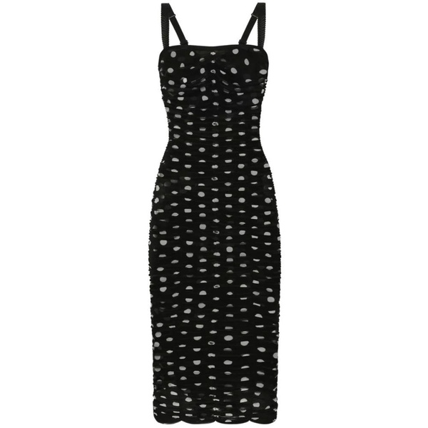 DOLCE & GABBANA Elegant Polka Dot Midi Dress