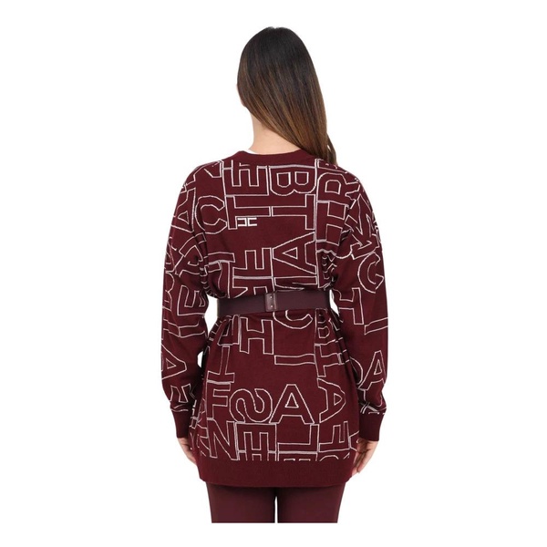 Bordeaux Cardigan with Logo Lettering