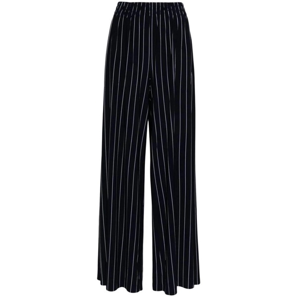 Blue Pinstripe Flared Trousers