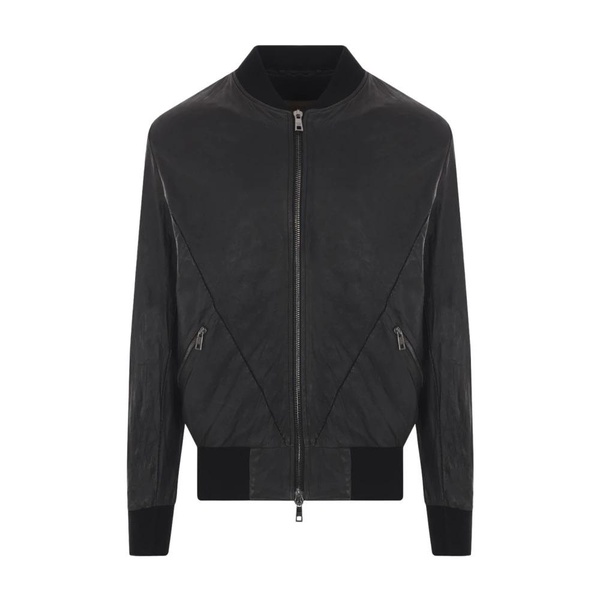 Black Leather Bomber Jacket