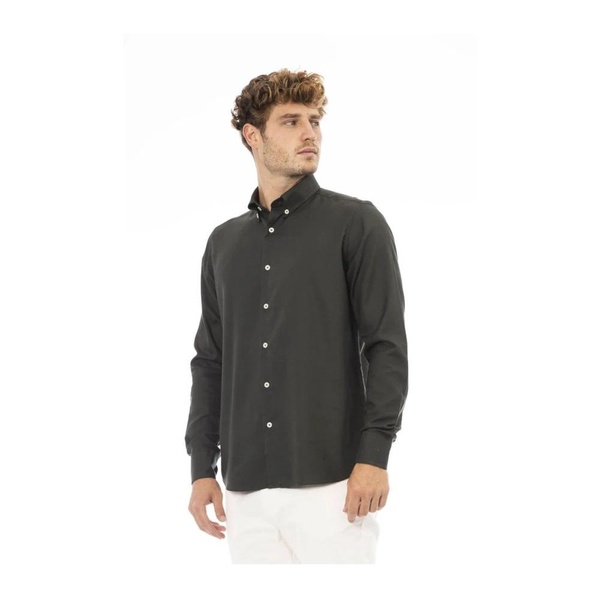 Green Cotton Button-Down Shirt