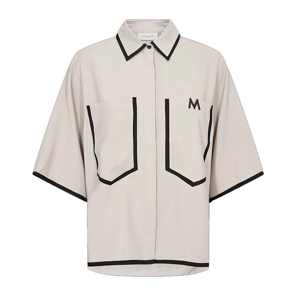 Monochrome Contrast Shirt with Logo Detail