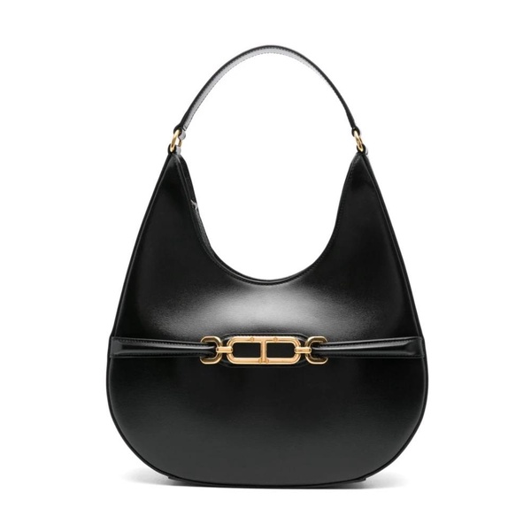 Black Shoulder Bag with Gold Logo