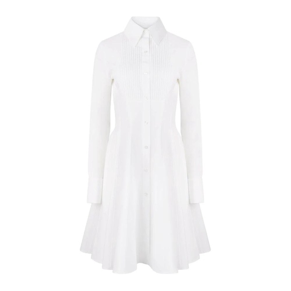 White Cotton Poplin Shirt Dress