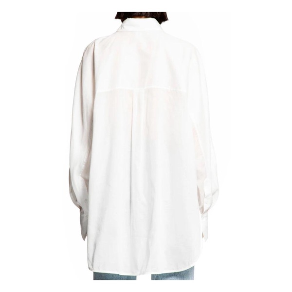 White Cotton Kimono-Sleeve Shirt