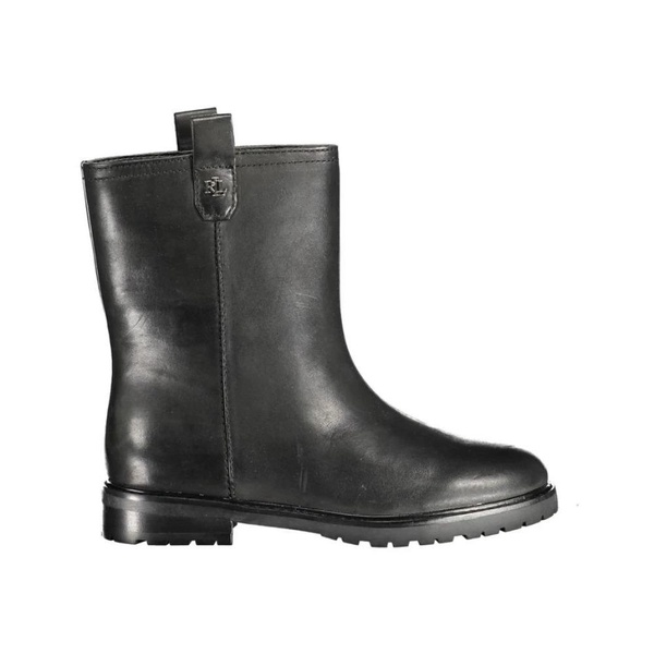 Black Polyester Boots with Contrast Details