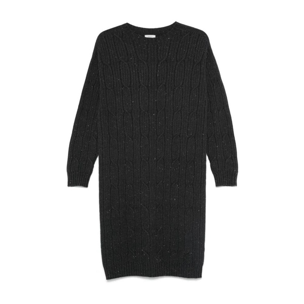 Grey Cable Knit Sweater Dress