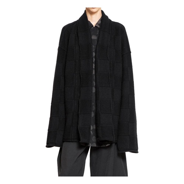 Black Checkered Wool Cashmere Cardigan