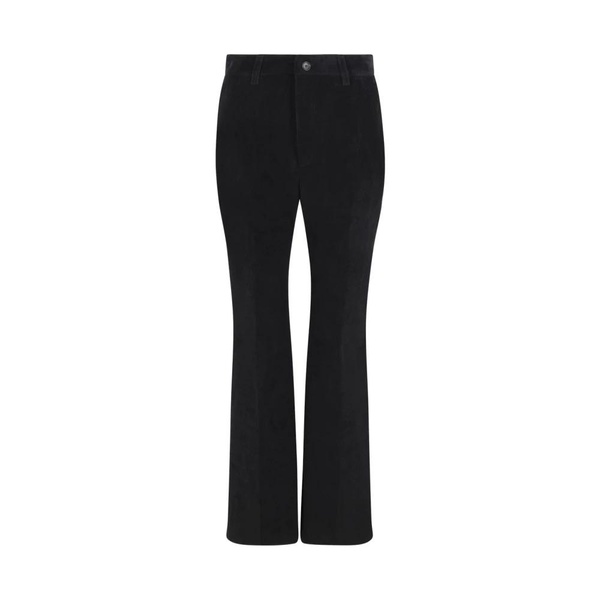 Black Straight Leg Velvet Trousers