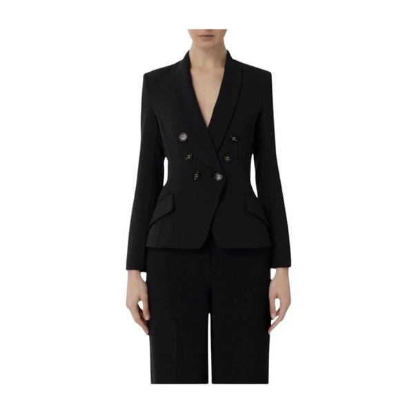 Black Fabric Blazer GI072 Buttons Closure