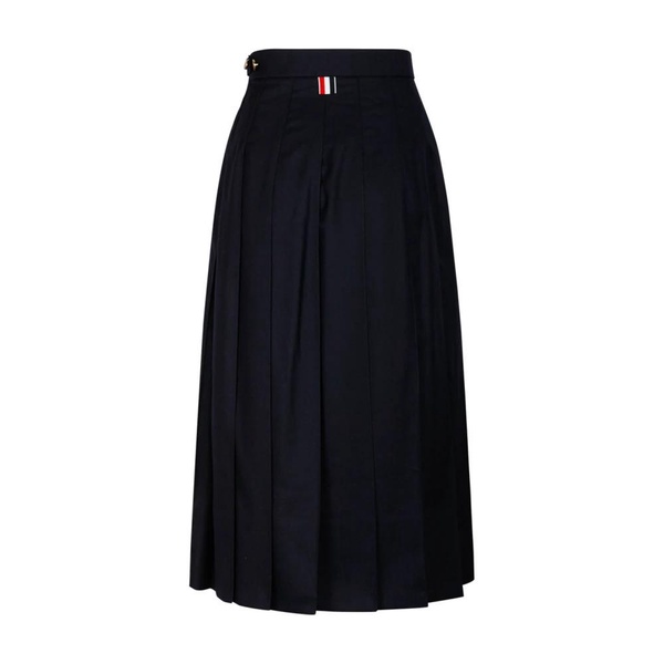 Navy Blue Pleated Midi Skirt