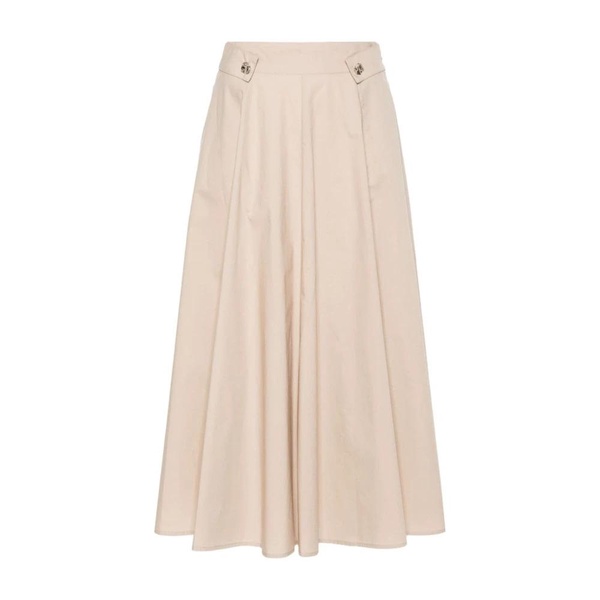 Beige Cotton Midi Skirt