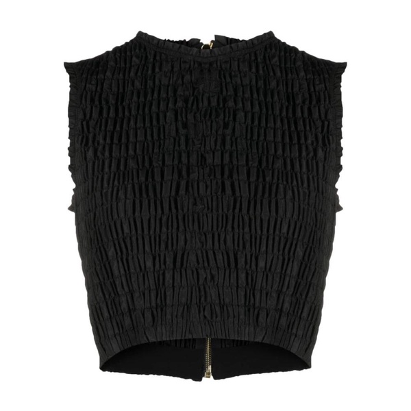 Black Smock-Detail Crop Top