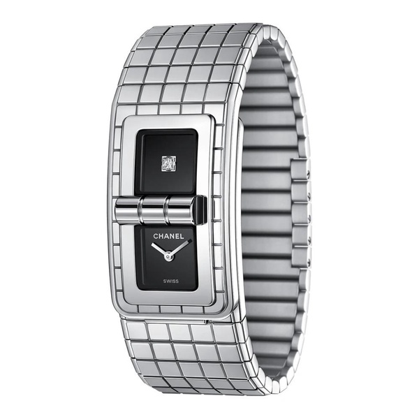 Elegant Quartz Watch with Black Lacquered Dials and Diamond Accent