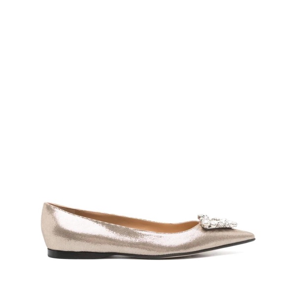 Golden Suede Ballet Flats with Sparkling Embellishments