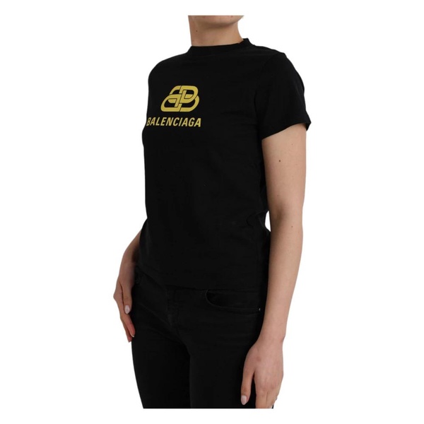 Black Cotton Logo Print T-Shirt