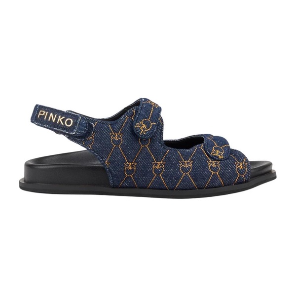 Blue Logo Sandal Open Toe Embroidered