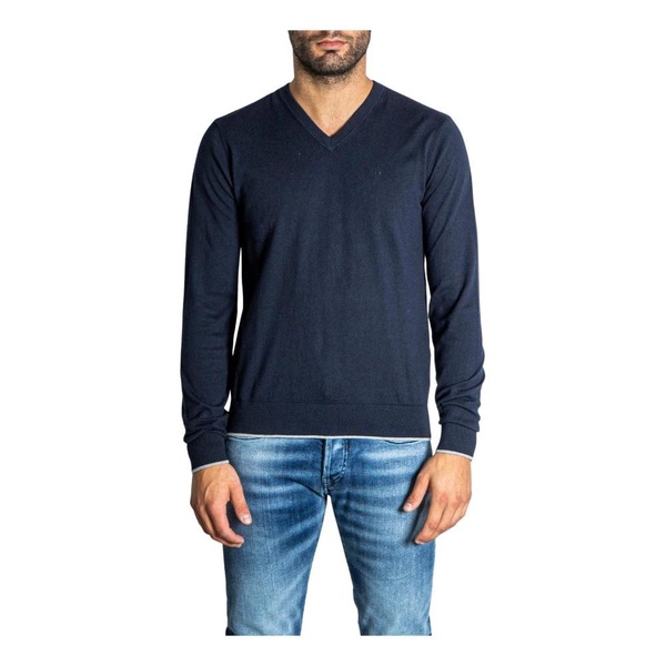 Luxurious Blue V-Neck Knitwear for Fall/Winter