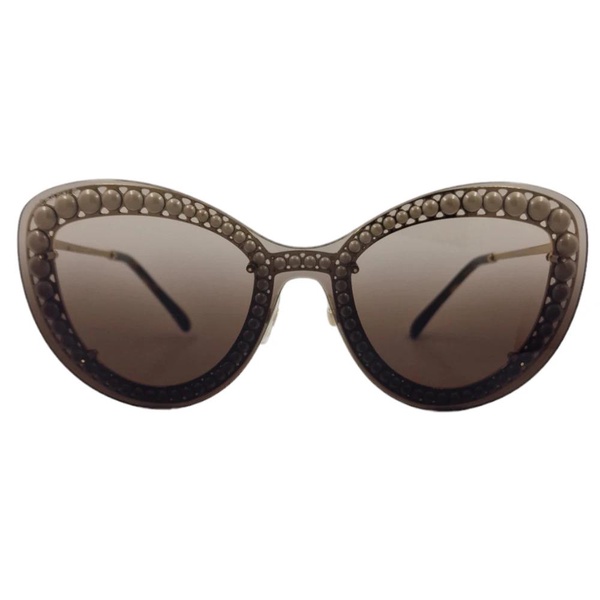 Large Butterfly Sunglasses with Pearl Embellishments