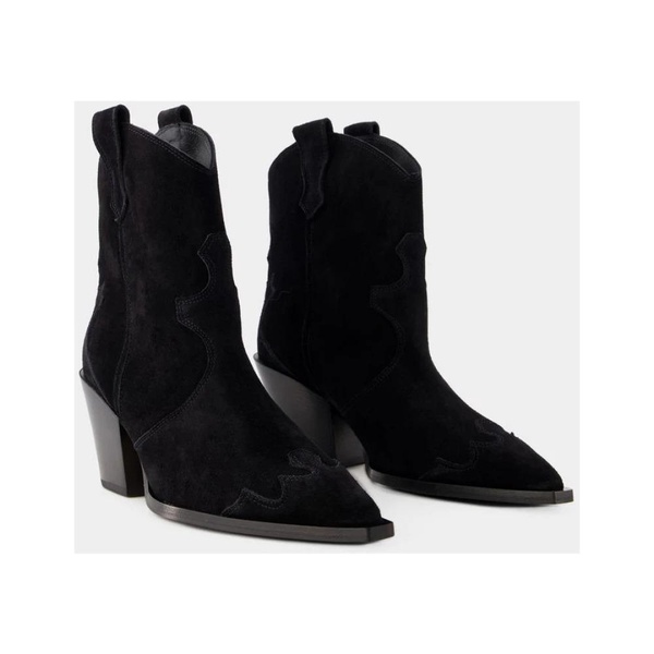 Black Suede Ankle Boots - Leather - Side Zip