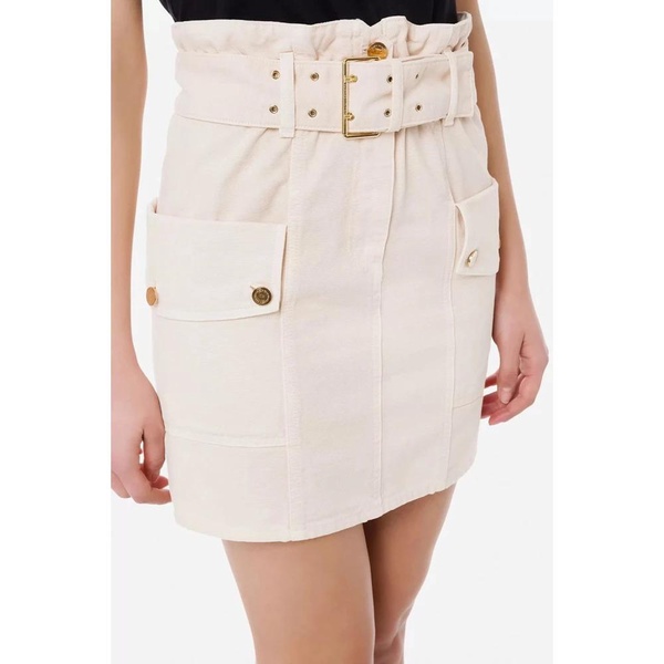 Denim Mini Skirt with Ruching