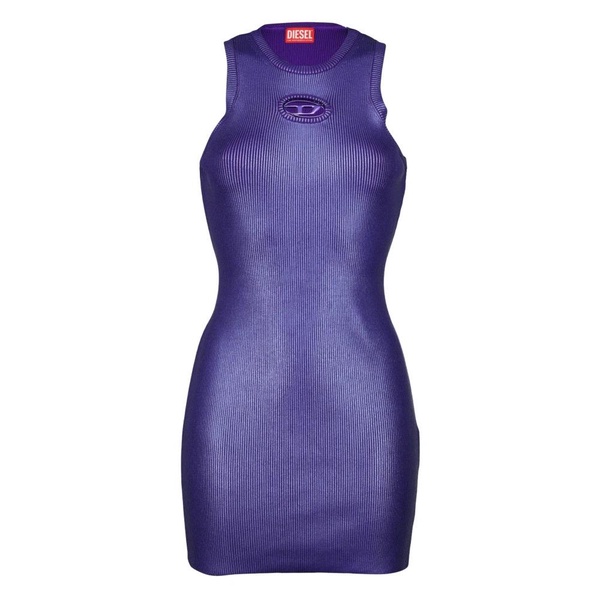 Short Purple Sleeveless Metallic Dress