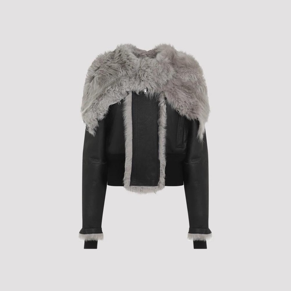 Black Leather Fur Trim Jacket