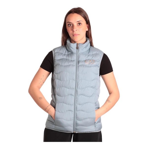 Quilted Wave Effect Sleeveless Jacket