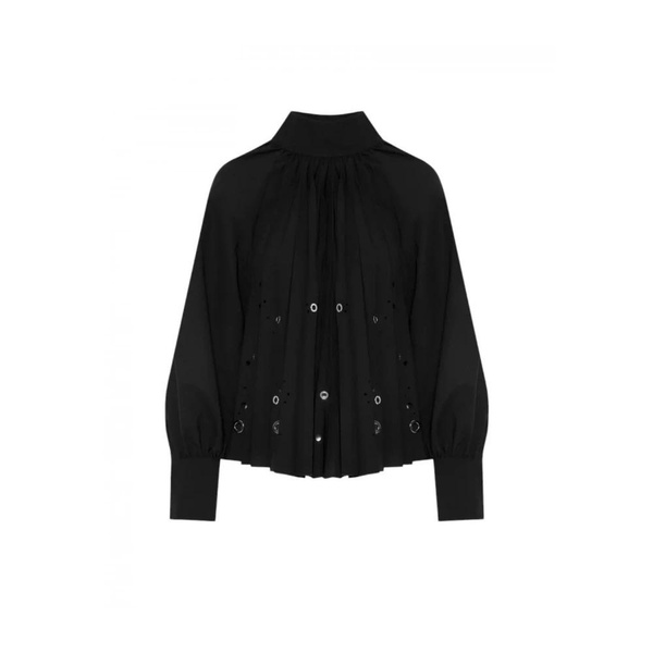 Black Polyester Shirt with Silver Studs