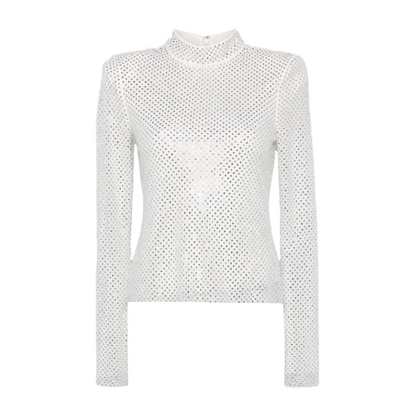 Rhinestone Fishnet Shirt Silver