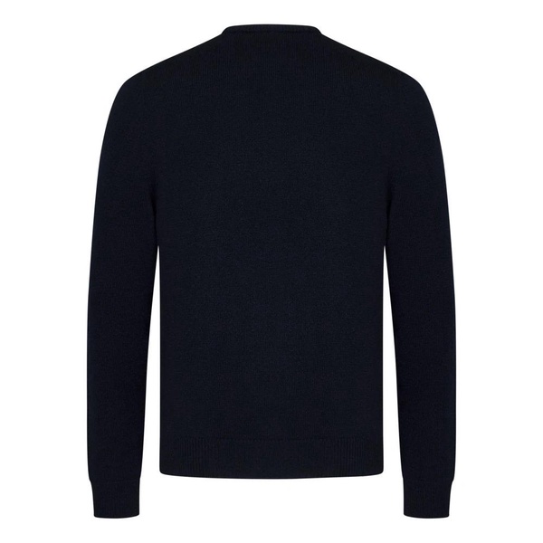 Blue Cashmere Sweater Ribbed Crewneck