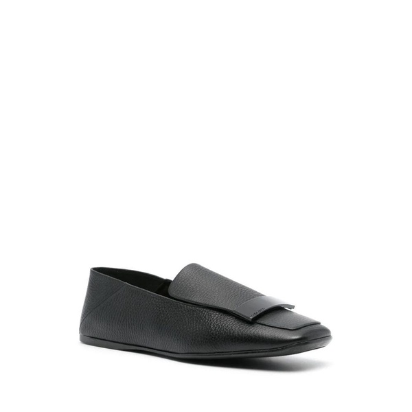 Black Leather Slip-On Shoes