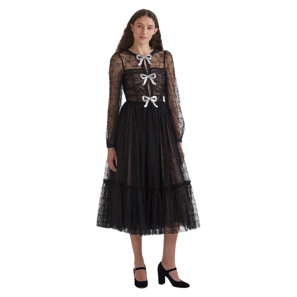 Black Tulle Bugle Bows Dress