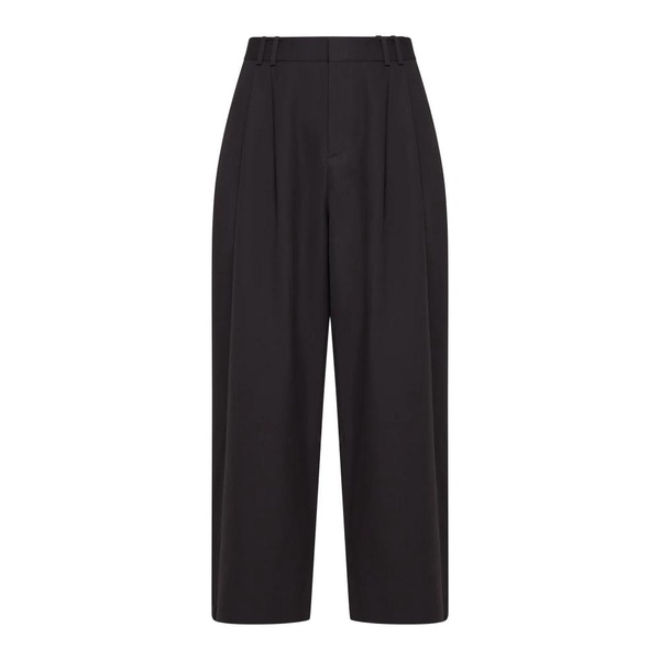 Brown Wool Blend Wide Leg Trousers