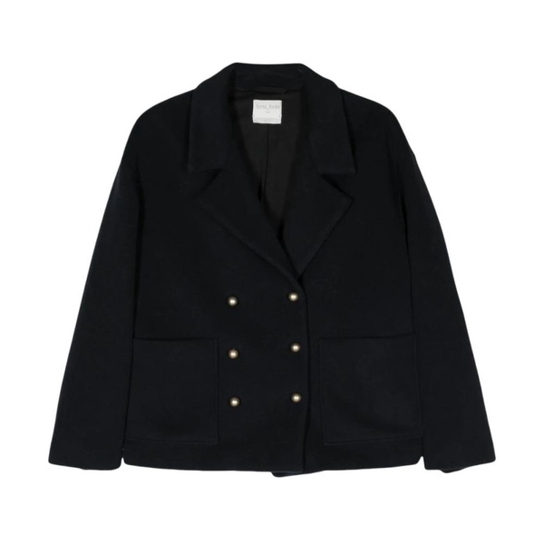 Navy Blue Wool Blend Coat