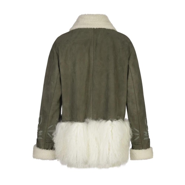 Green Shearling with Mongolian Fur