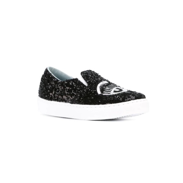 Black Sequin Slip-On Sneakers