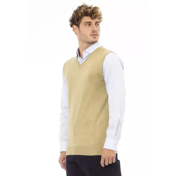 Beige Viscose V-neck Vest