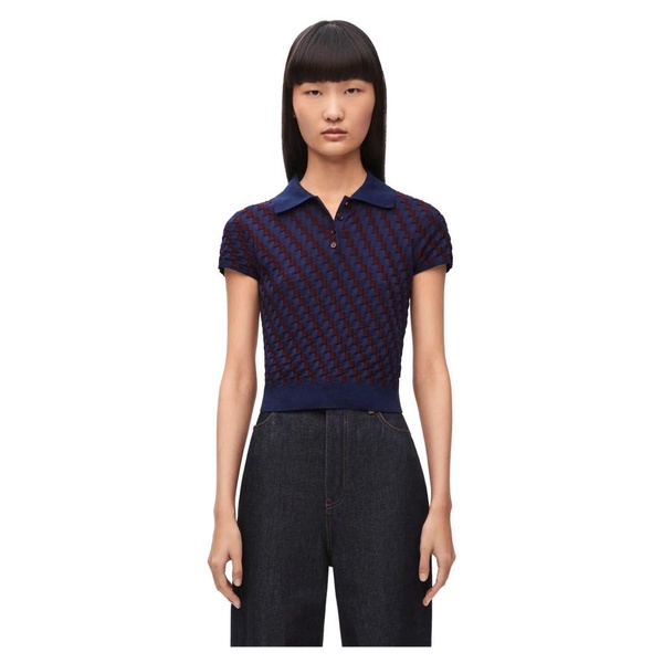 Bicolor Cotton Polo Jacquard Jersey