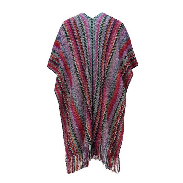 Multicolored Zigzag Fringed Cape