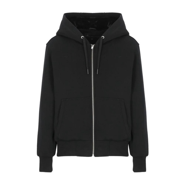 Black Cotton Padded Sweatshirt with Hood