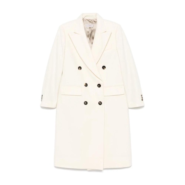 White Wool Double-Breasted Coat